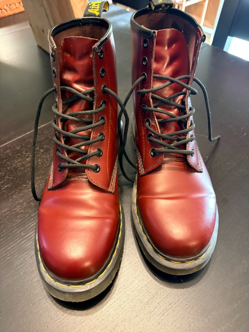 Dr. Martens Men's Ox Blood Red Leather Lace-Up Boots